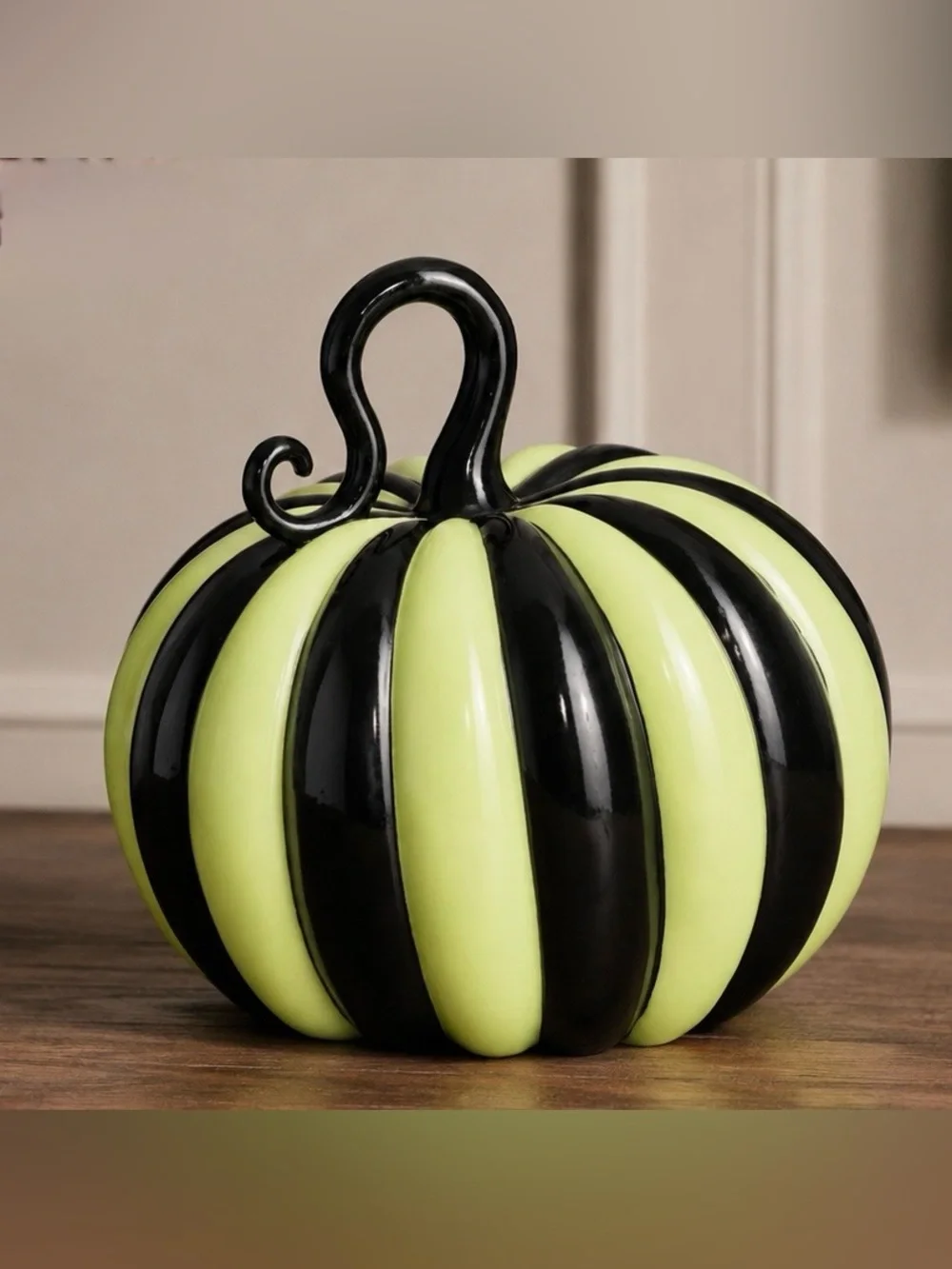 Ghoulish Halloween Large Striped Pumpkin Outdoor Safe Whimsigoth Carnival Goth